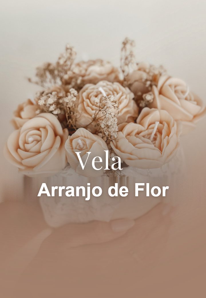 Arranjo de velas em formato de rosas em vaso branco