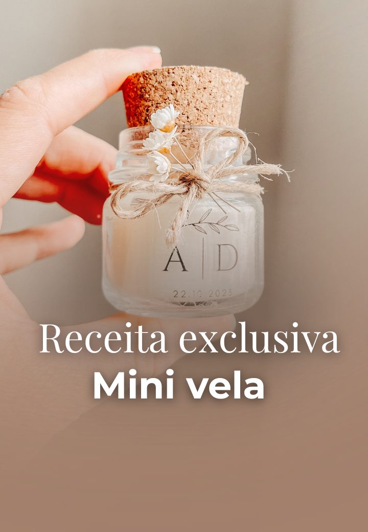 Mini vela em frasco com rolha e flores secas, lembrancinha
