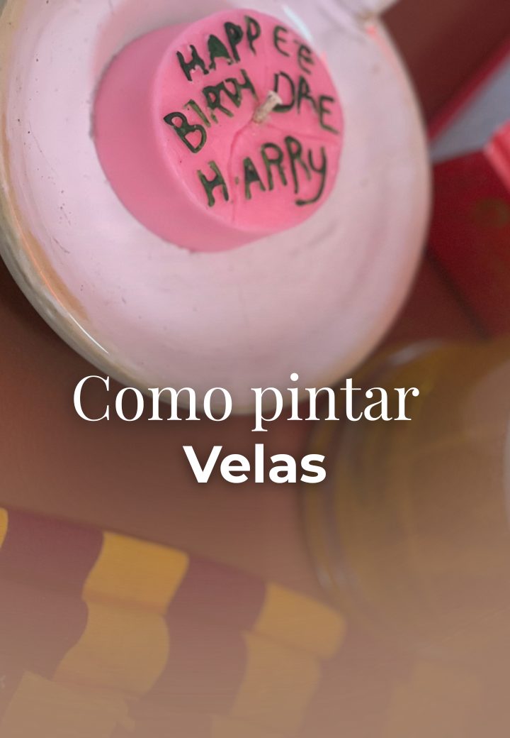 Vela rosa pintada à mão