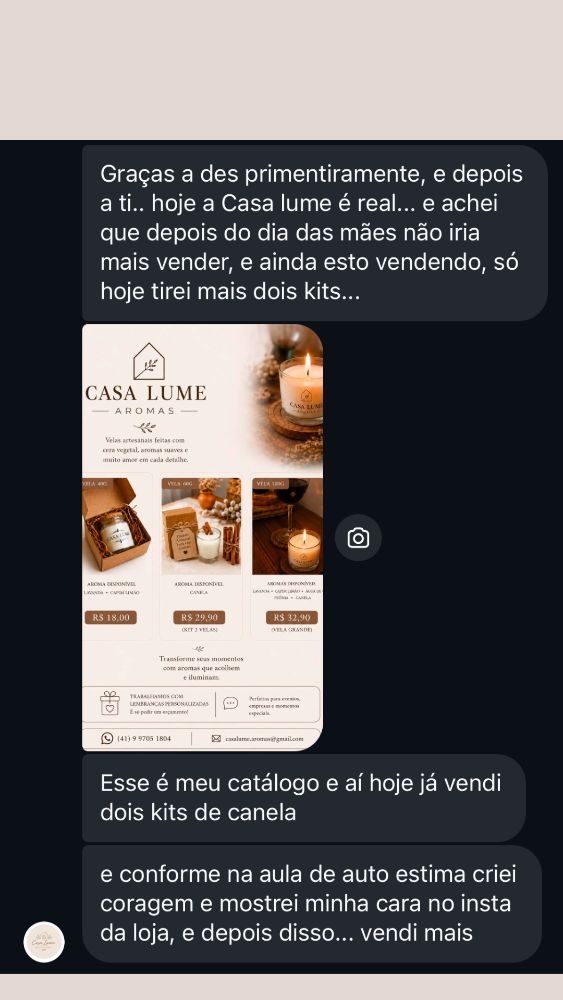 Depoimento de aluna · Casa Lume Aromas