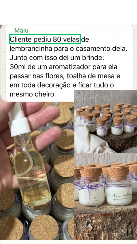 Depoimento de aluna · encomenda de 80 velas de casamento