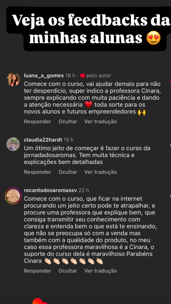 Depoimento de aluna · Izabel, resultados em feira
