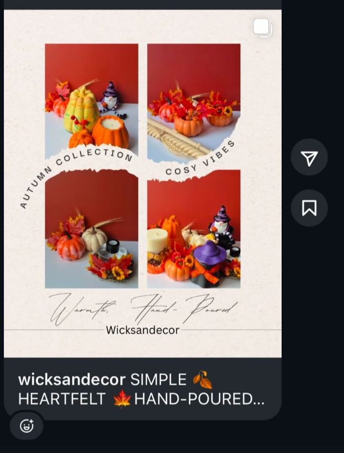 Coleção Autumn Vibes da marca Wicks and Decor, com velas em formato de abóbora e bruxinhas