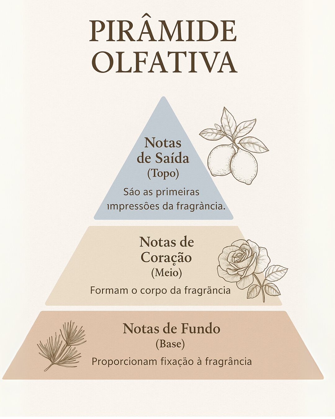 Pirâmide olfativa: notas de base, coração e topo