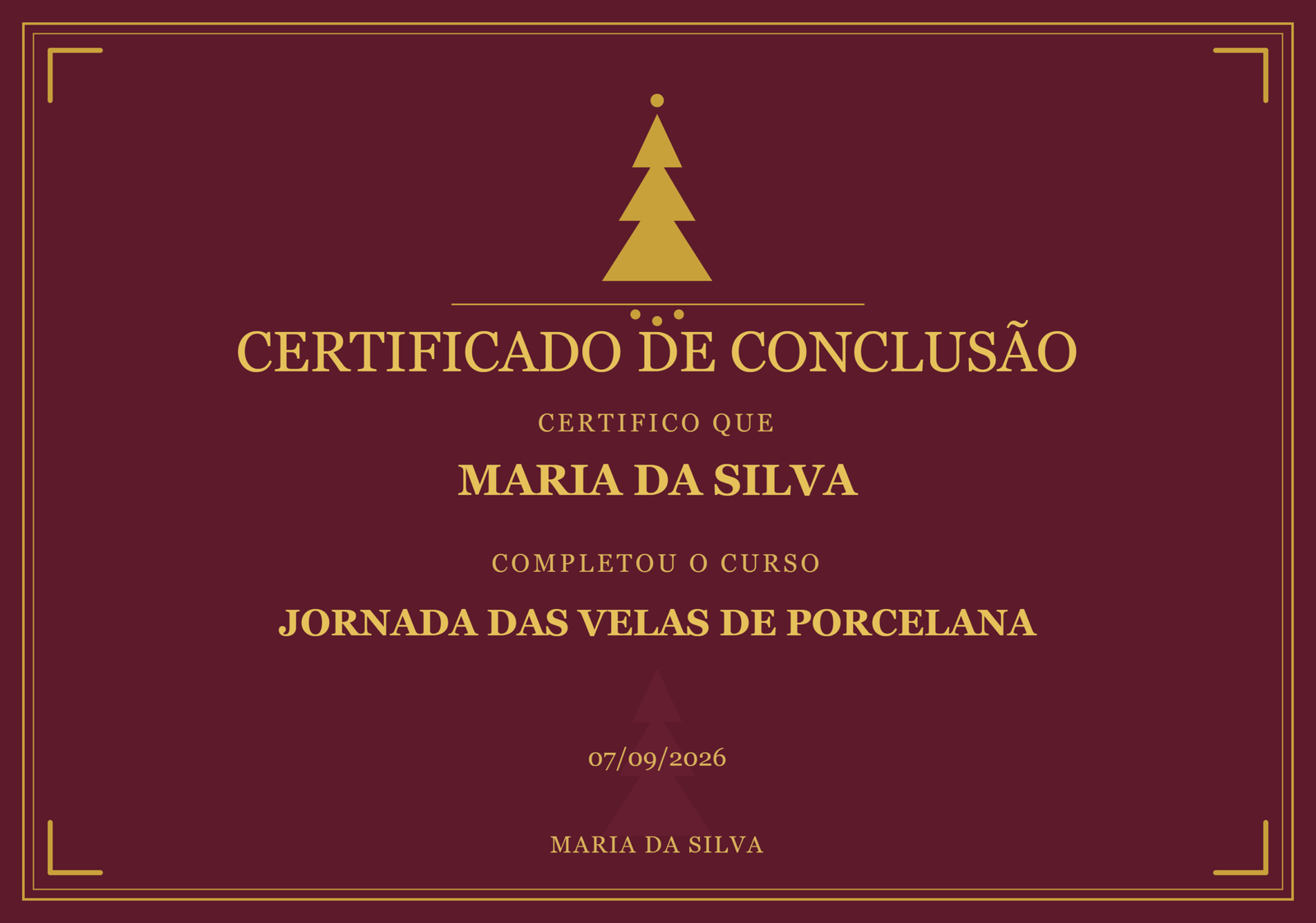 Modelo do diploma de conclusão da Jornada dos Aromas